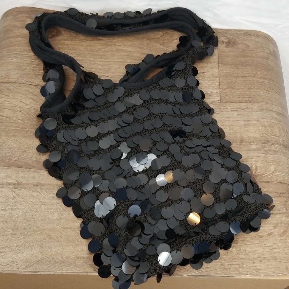 Black Rayon and Paillette/Sequin Hobo
